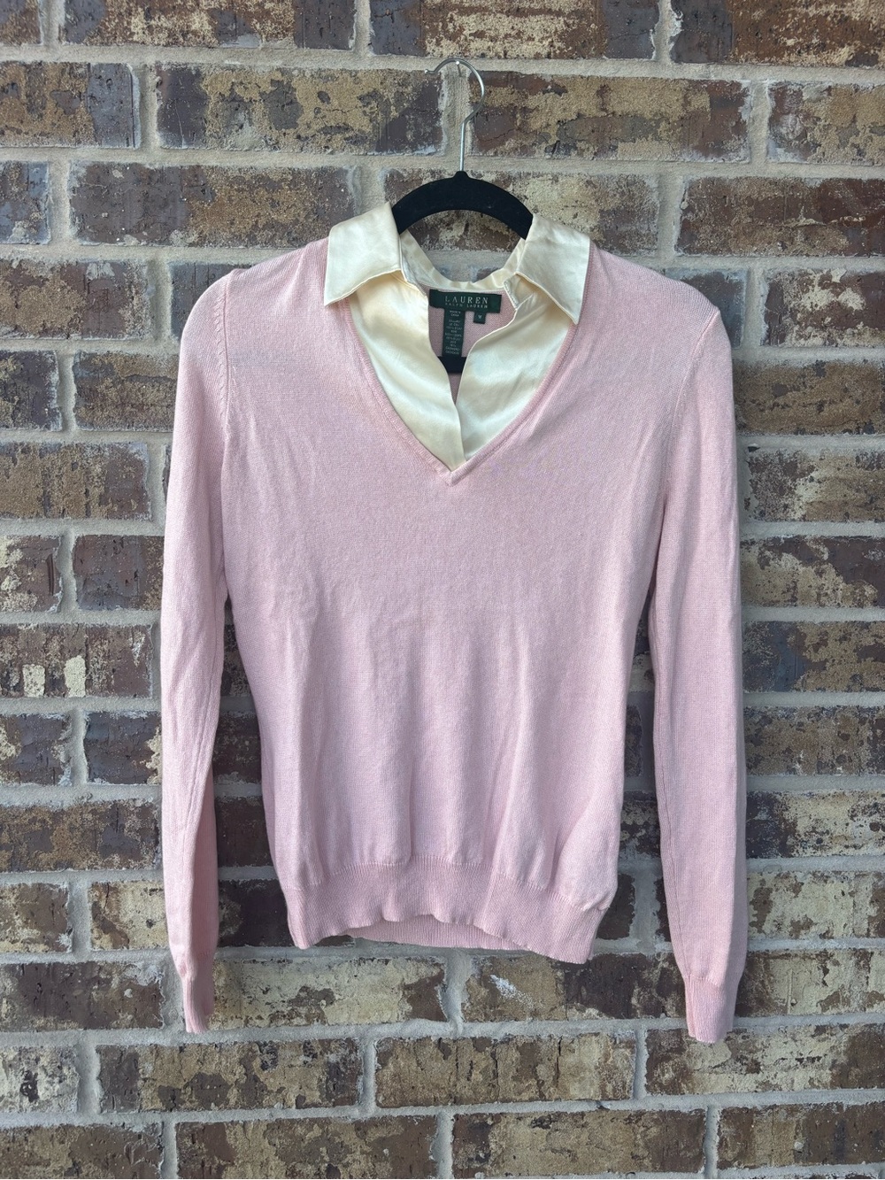 Lauren Ralph Lauren Pink Silk Cashmere Sweater Blouse M